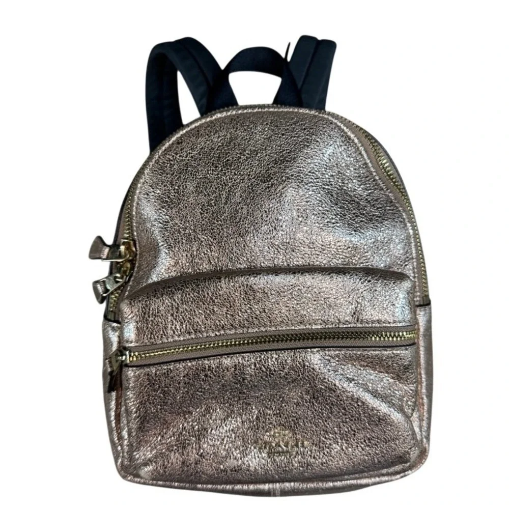 Coach Mini Backpack Metallic Rose Gold Pebbled Leather F38263 Womens Bag